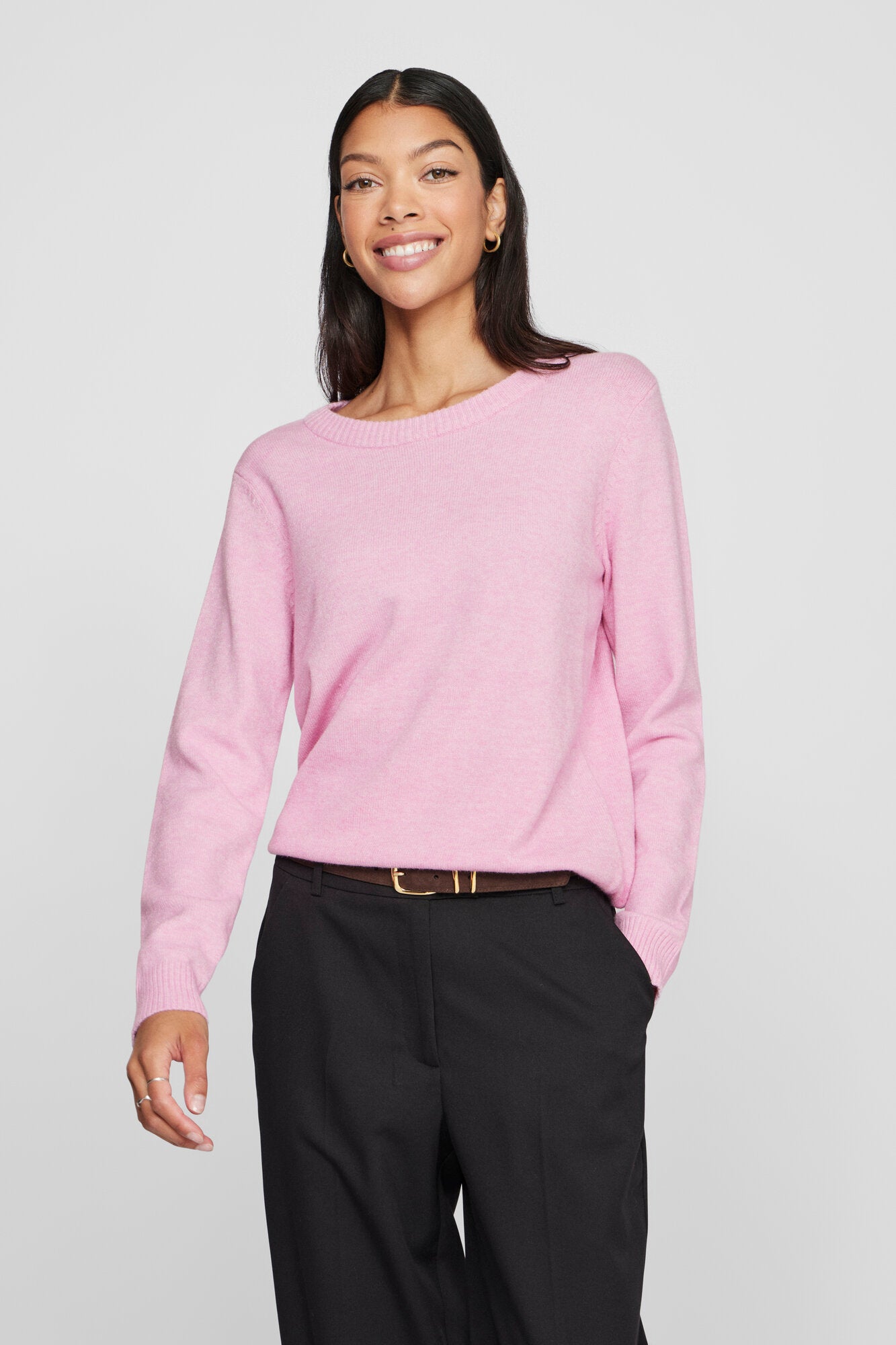 Viril O-Neck L/S striktrøje - Bonbon